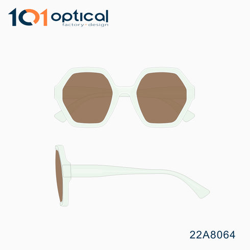 Arc Hexagon and Dimensional Acetate Unisex Sunglasses 22A8064
